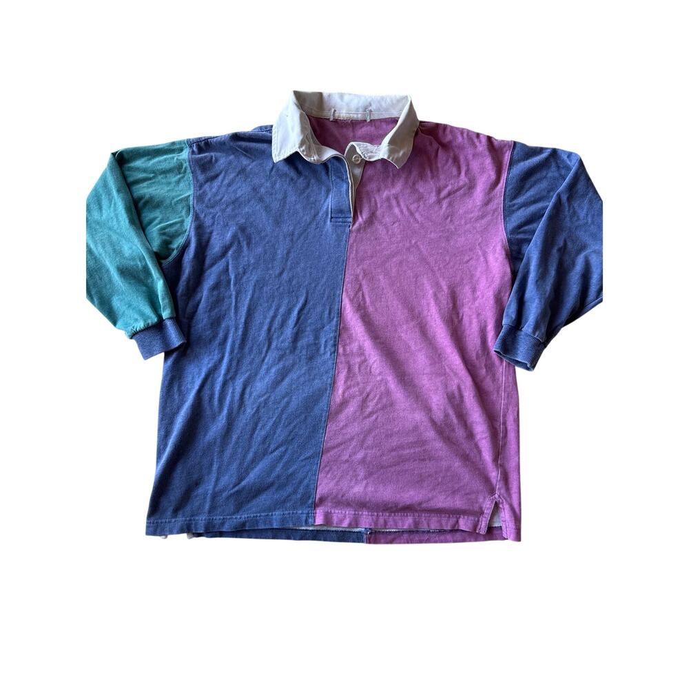 Vintage 90s St Michael M&S Colorblock Rugby Shirt L